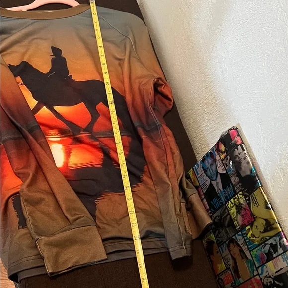 #0819+ Sunset Horse Graphic Unisex Sweat Shirt - Picture 3 of 4